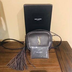 YSL Napa Blogger Cross Body in Dark Grey